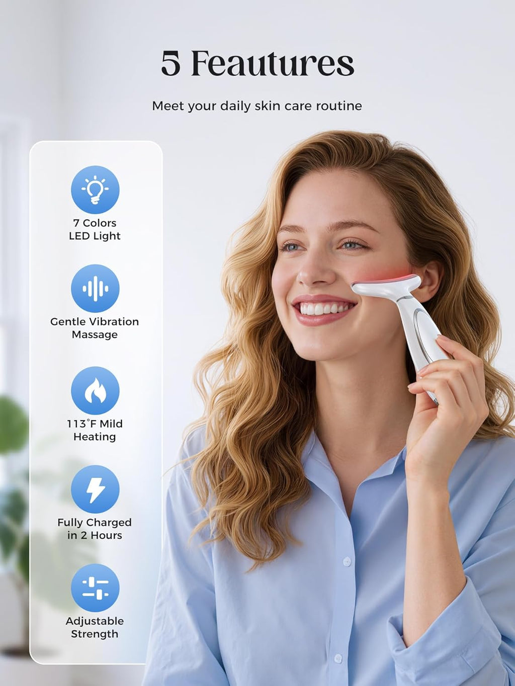 Facial Beauty Massager Multi-Functional LED Display Adjustable Intensity Modes Ideal Holiday Gift