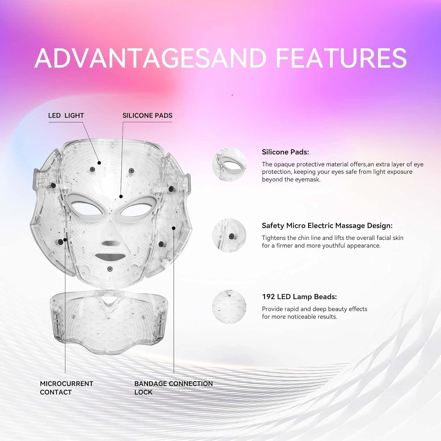 Premium color changing Facial light therapy Mask Machine, Portable Facial Care Device, Home Beauty Care Tool, USB Charging compatible