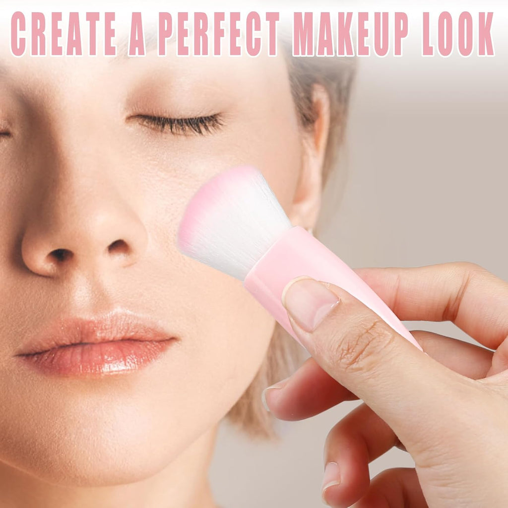 6pcs Portable Makeup Brush Travel Set with Box And Mirror Mini Multifunctional Loose Powder Brush Foundation Brush Eyeshadow Brush